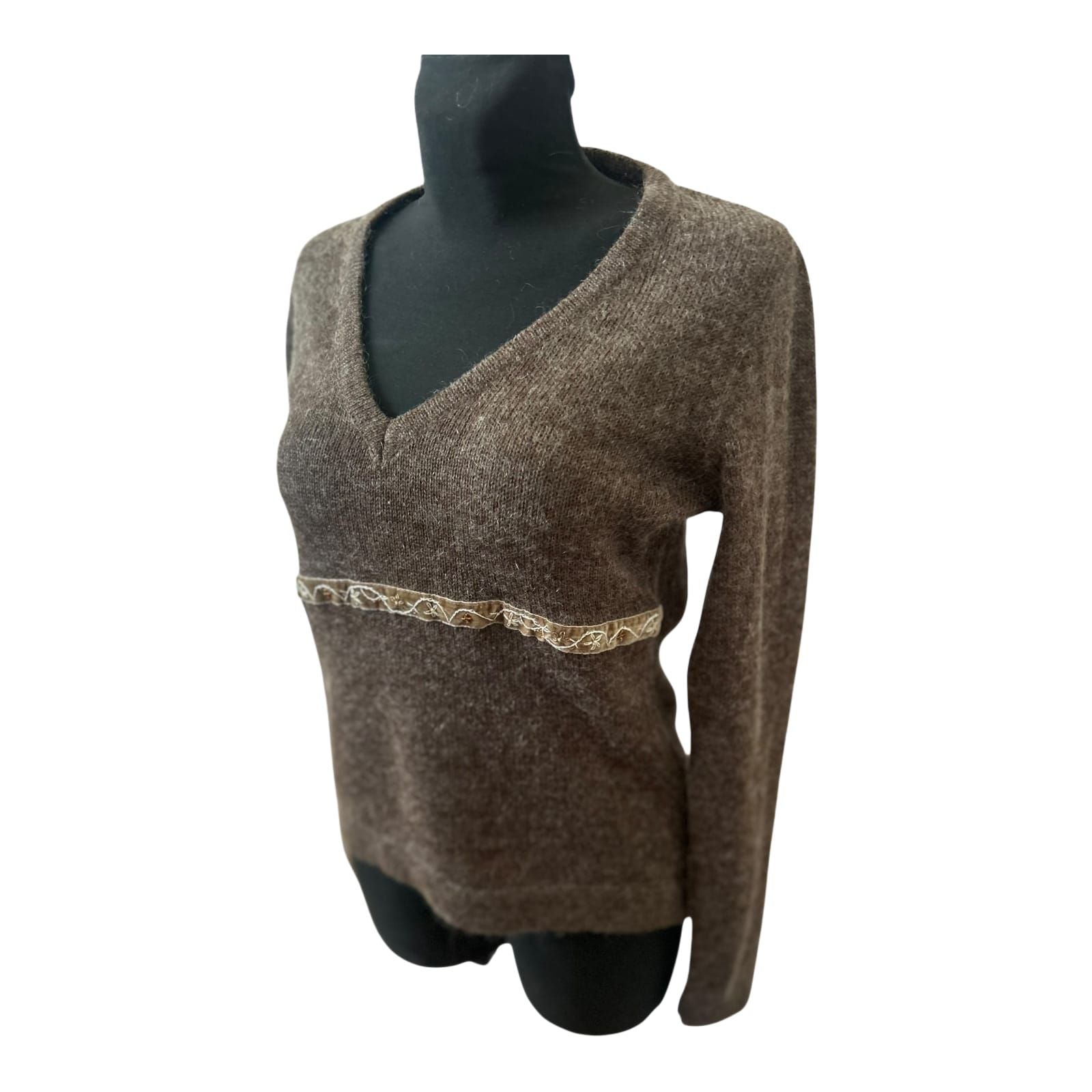 Hayward Damen Pullover V Ausschnitt Braun Gr 40 Feinstrick Elegant Mohair Mix