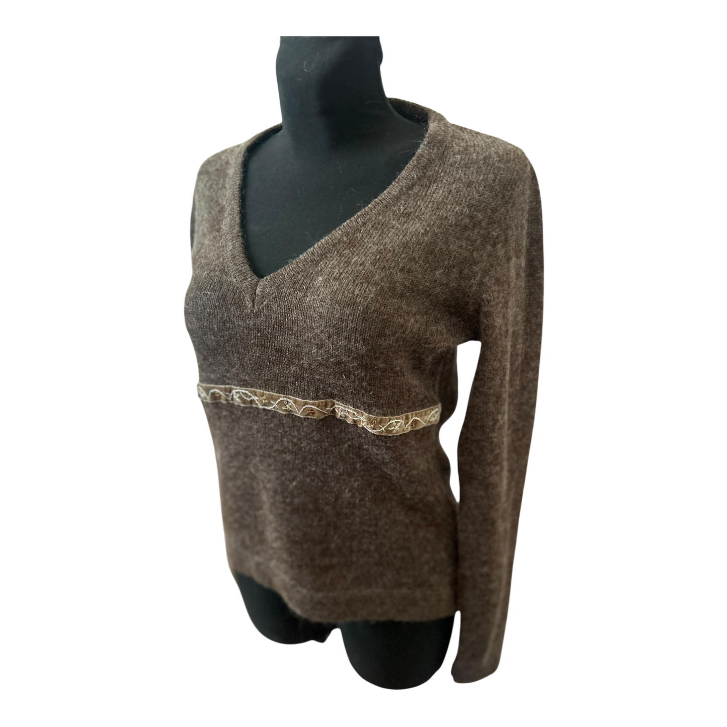 Hayward Damen Pullover V Ausschnitt Braun Gr 40 Feinstrick Elegant Mohair Mix