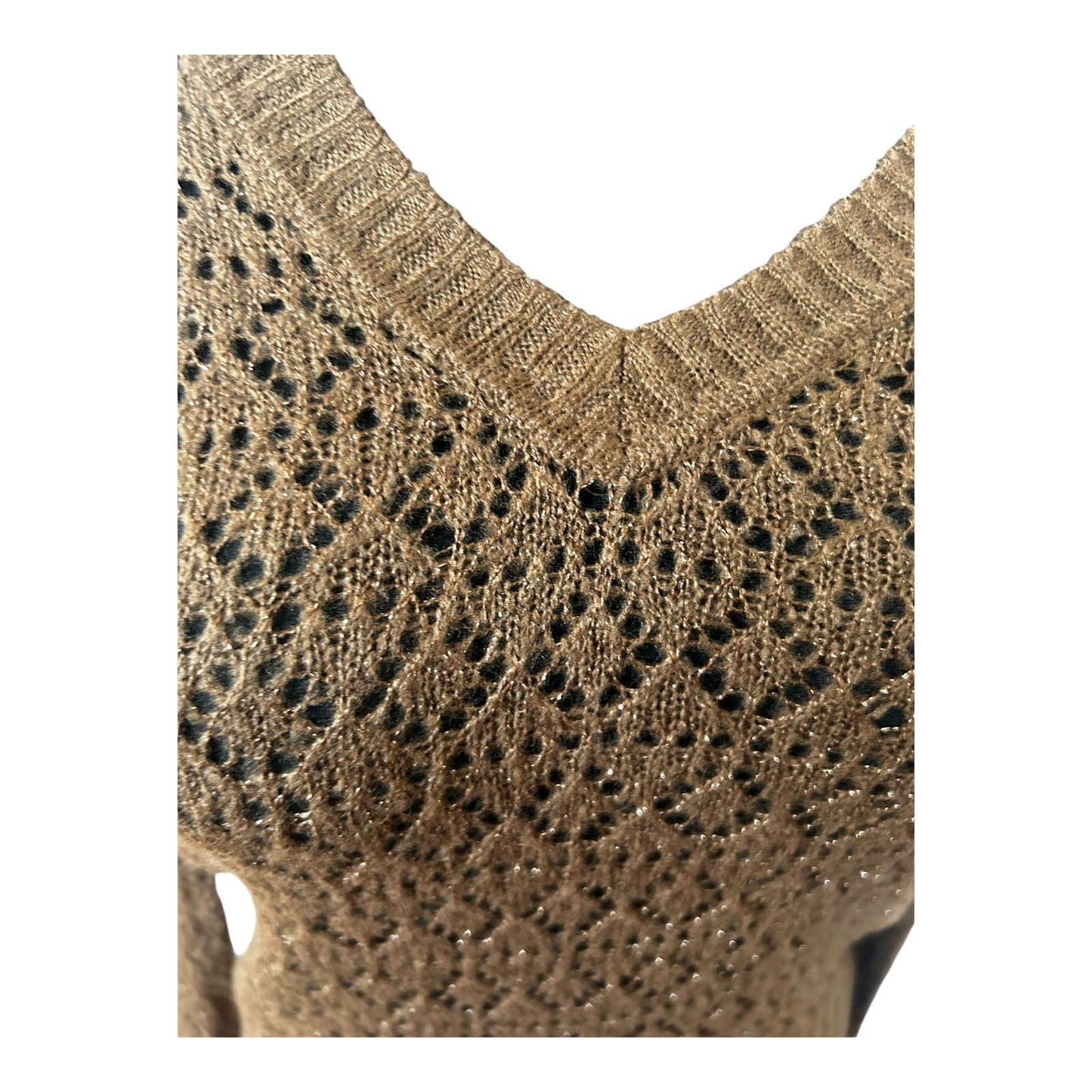 Dream Girl Damen Pullover Strick Spitze Braun Goldfäden Gr L Elegant