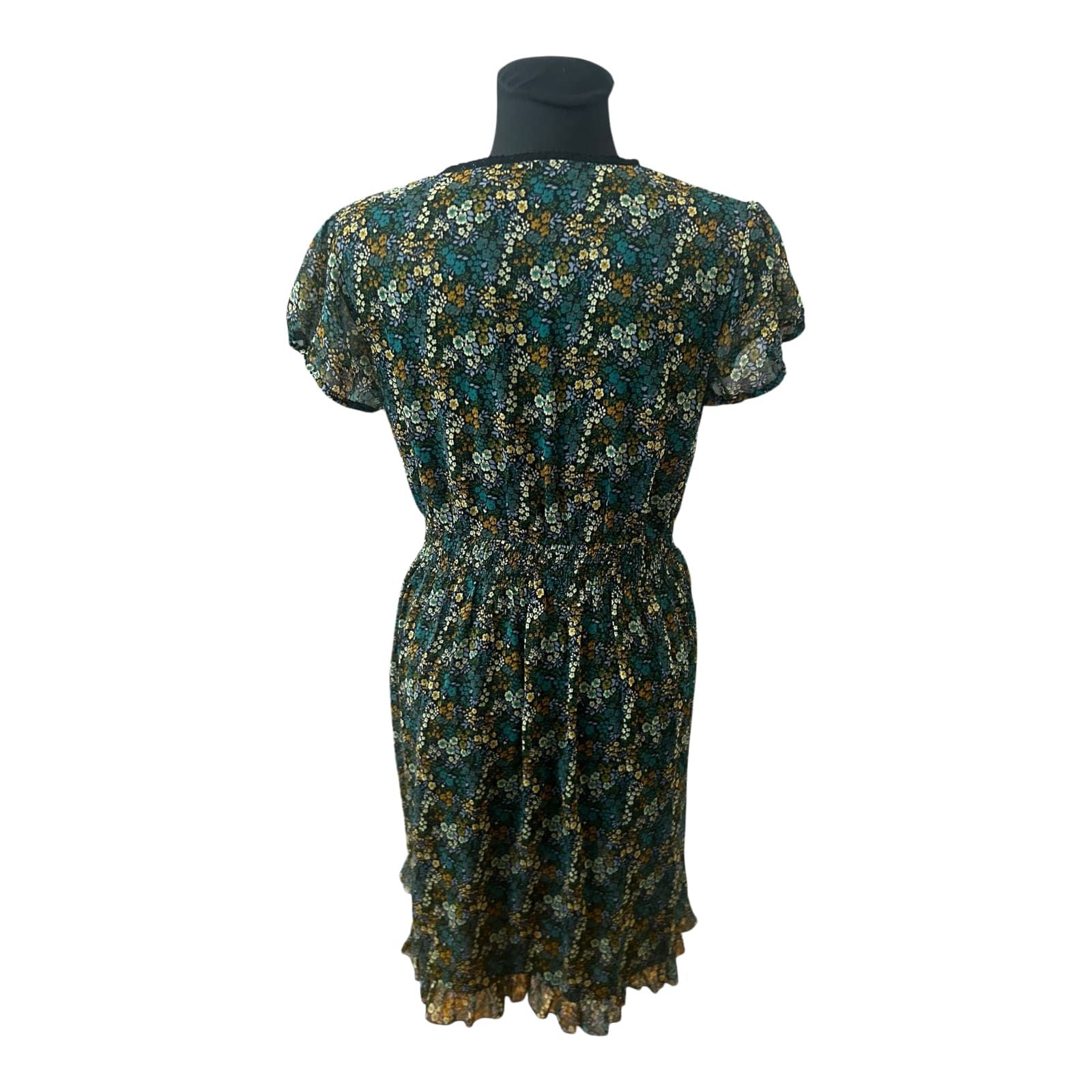 Rainbow Collection Kleid Damen Gr 40 Blumen Chiffon Midikleid Sommer Elegant