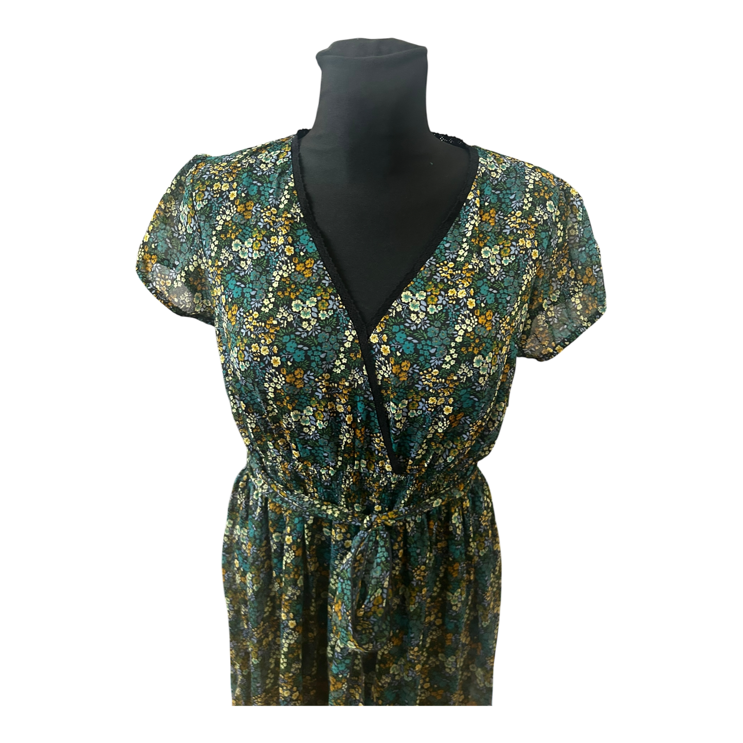 Rainbow Collection Kleid Damen Gr 40 Blumen Chiffon Midikleid Sommer Elegant