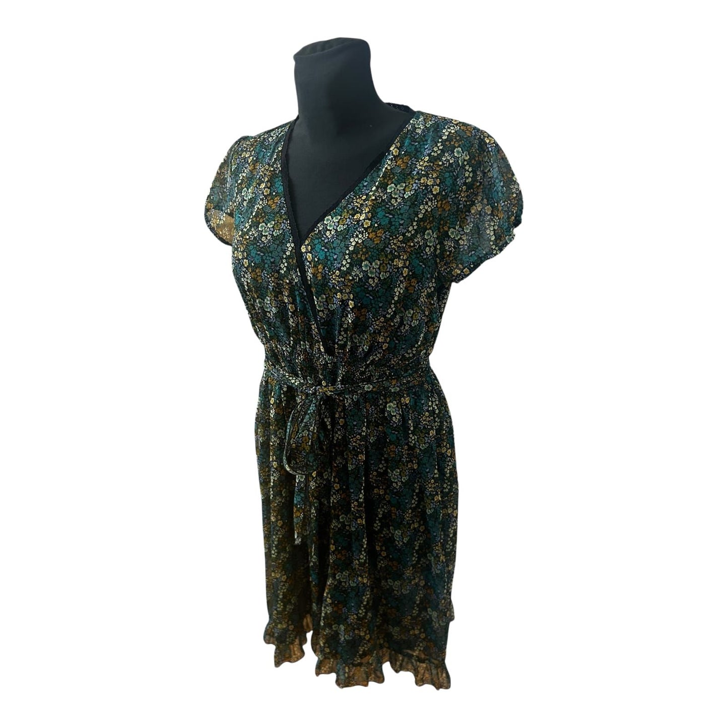 Rainbow Collection Kleid Damen Gr 40 Blumen Chiffon Midikleid Sommer Elegant
