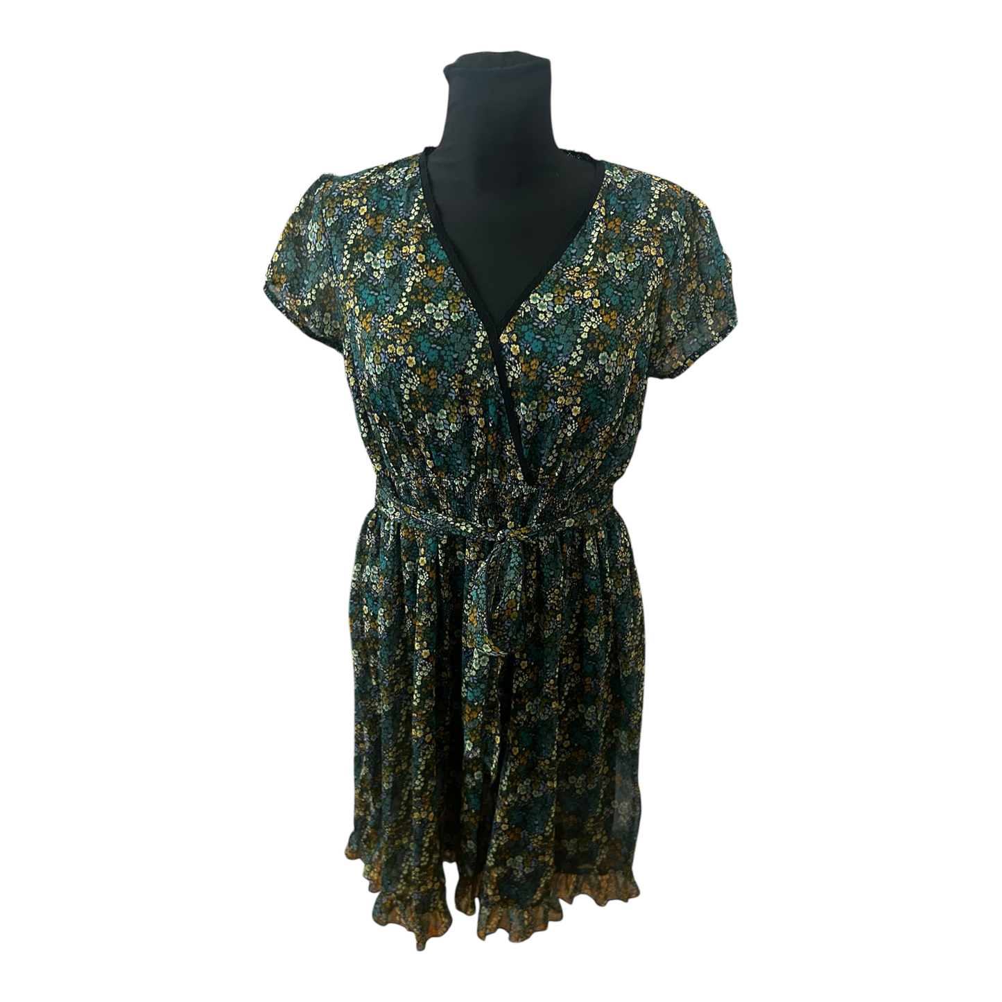 Rainbow Collection Kleid Damen Gr 40 Blumen Chiffon Midikleid Sommer Elegant