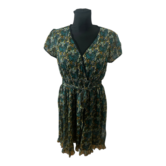 Rainbow Collection Kleid Damen Gr 40 Blumen Chiffon Midikleid Sommer Elegant