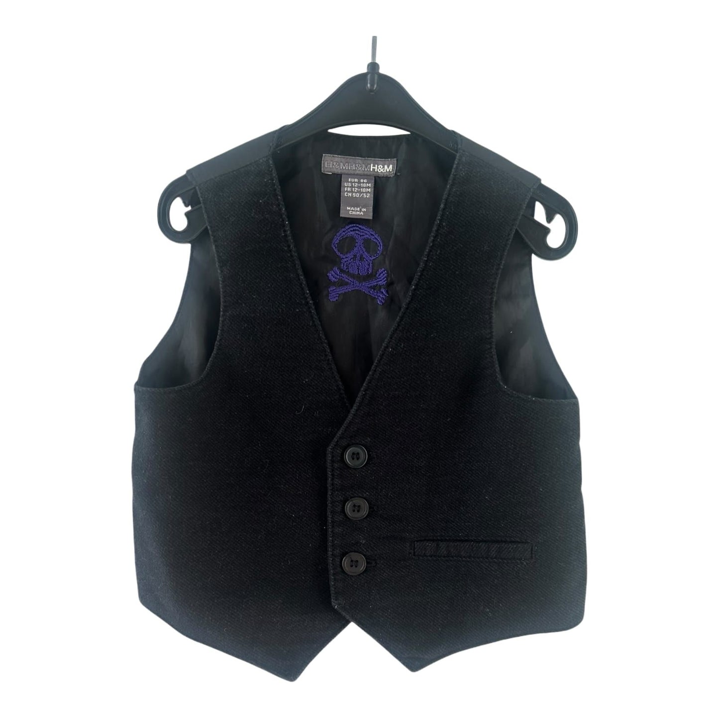 H&M Weste Jungen Gr 86 Schwarz Elegant Festlich Baumwollmix Klassisch