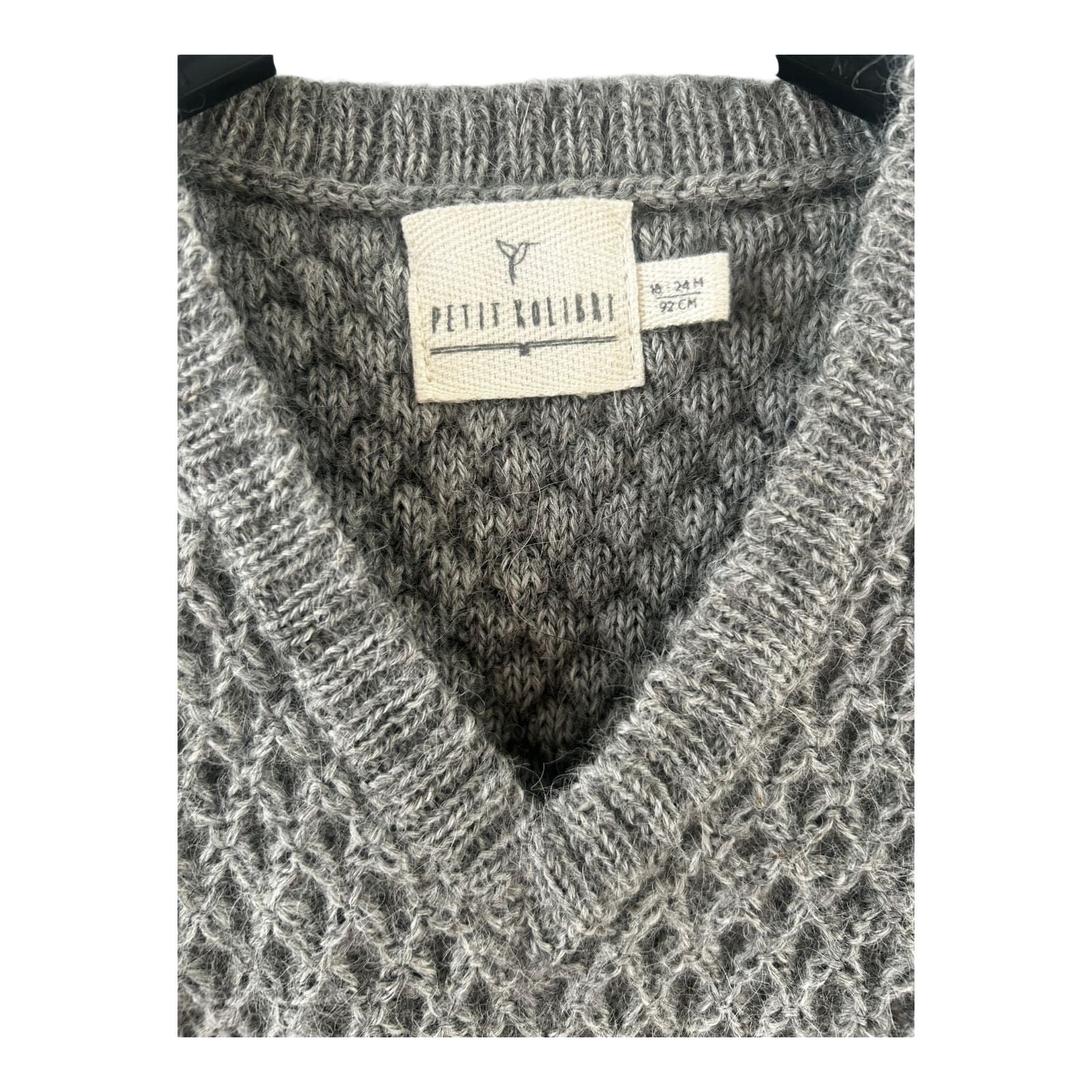 Petit Kolibri Pullunder Strickweste Gr 92 Grau Alpaka Weich Warm