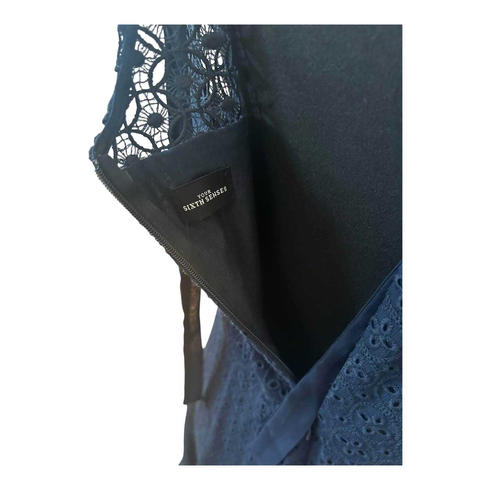 Sixth Sense Damen Kleid Spitze Sommer Elegant Gr 40 Blau Gefüttert Neu