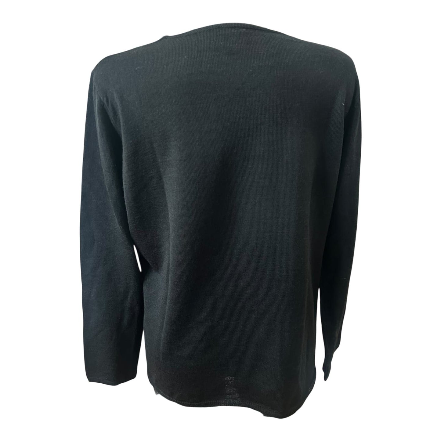 Damen Pullover Schwarz Gr 44 Langarm Strass Elegant Feinstrick Klassisch
