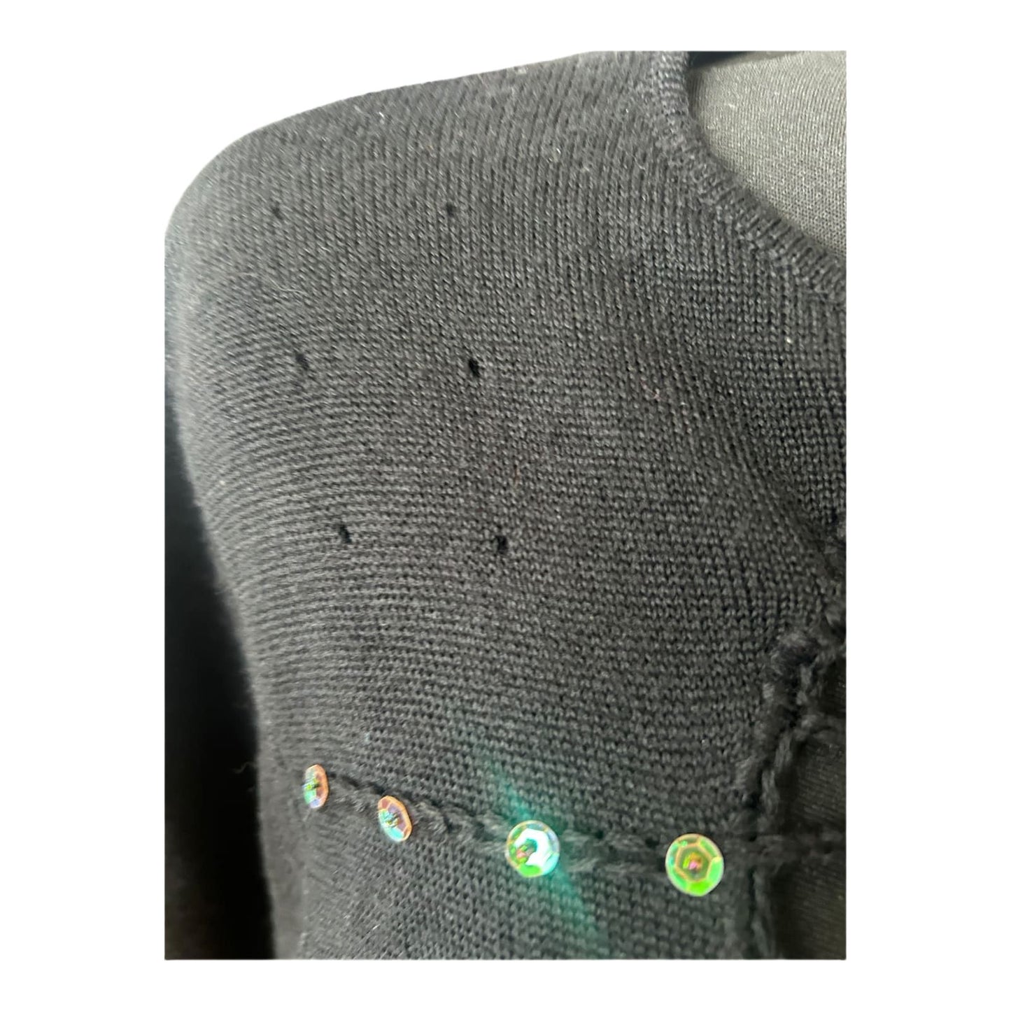 Damen Pullover Schwarz Gr 44 Langarm Strass Elegant Feinstrick Klassisch
