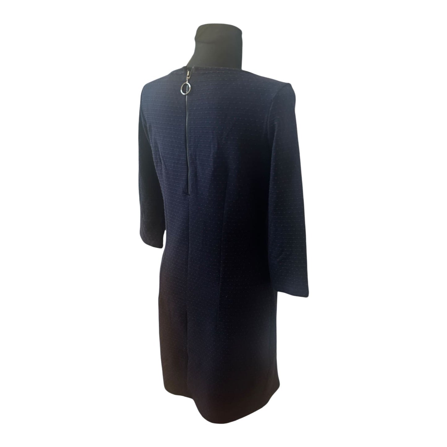 Tom Tailor Kleid Damen Gr 40 Blau Gepunktet Knielang 3/4 Arm Elegant