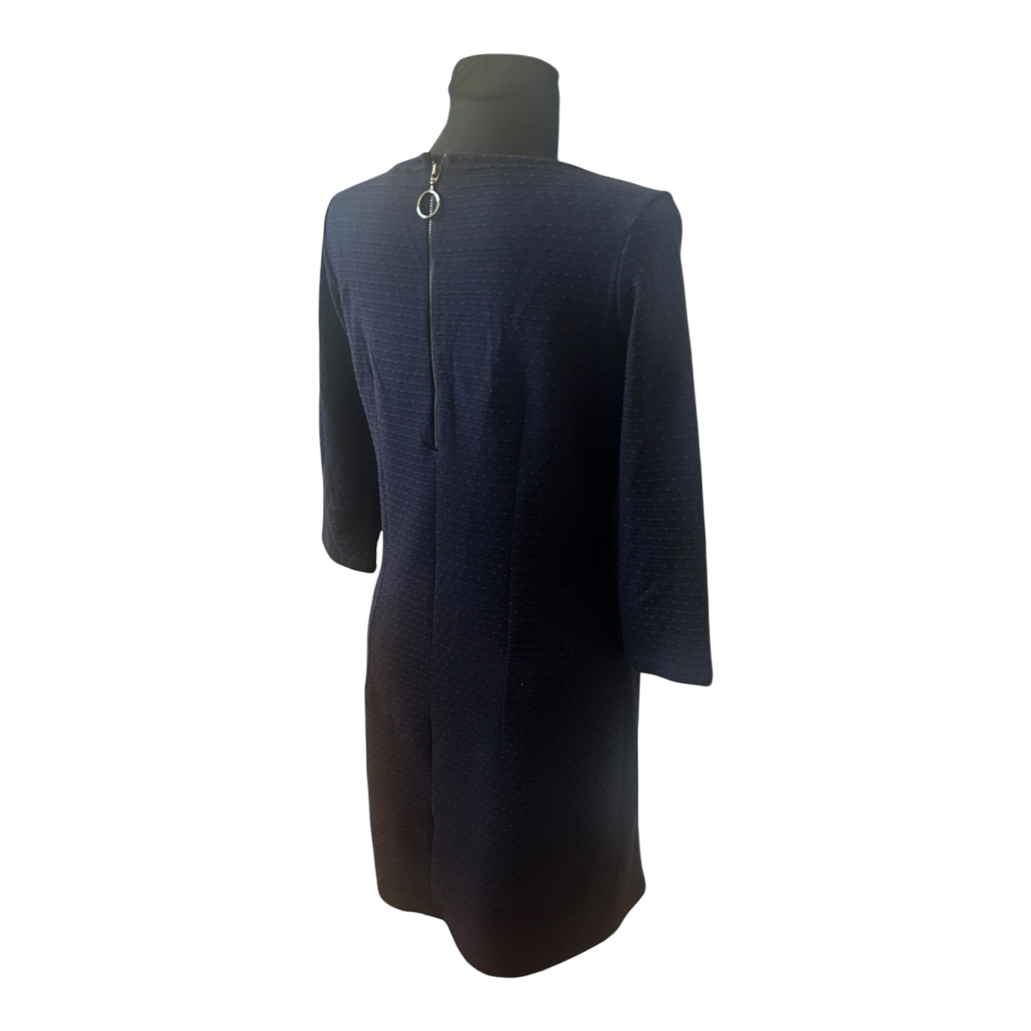 Tom Tailor Kleid Damen Gr 40 Blau Gepunktet Knielang 3/4 Arm Elegant