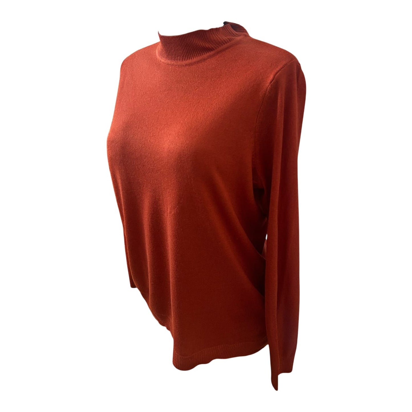 Damen Pullover Größe 42 Rostrot Stehkragen Langarm Elegant Klassisch