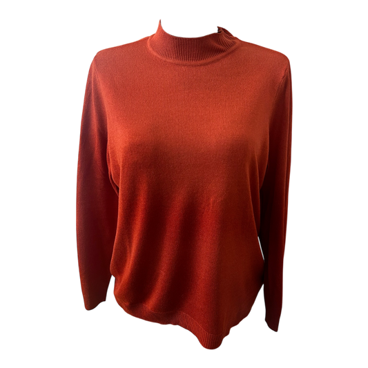 Damen Pullover Größe 42 Rostrot Stehkragen Langarm Elegant Klassisch