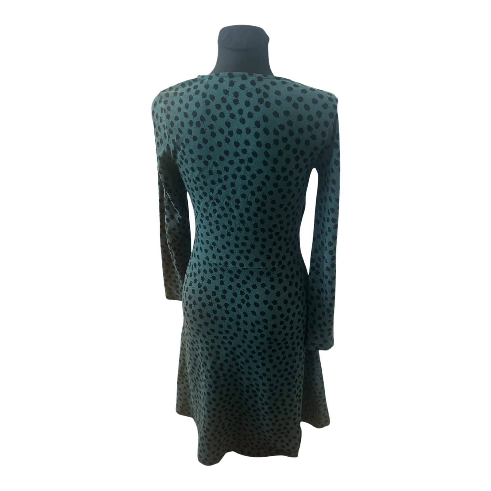 Zilch Amsterdam Kleid Damen Gr S Grün Punkte Wickeloptik Langarm Stretch