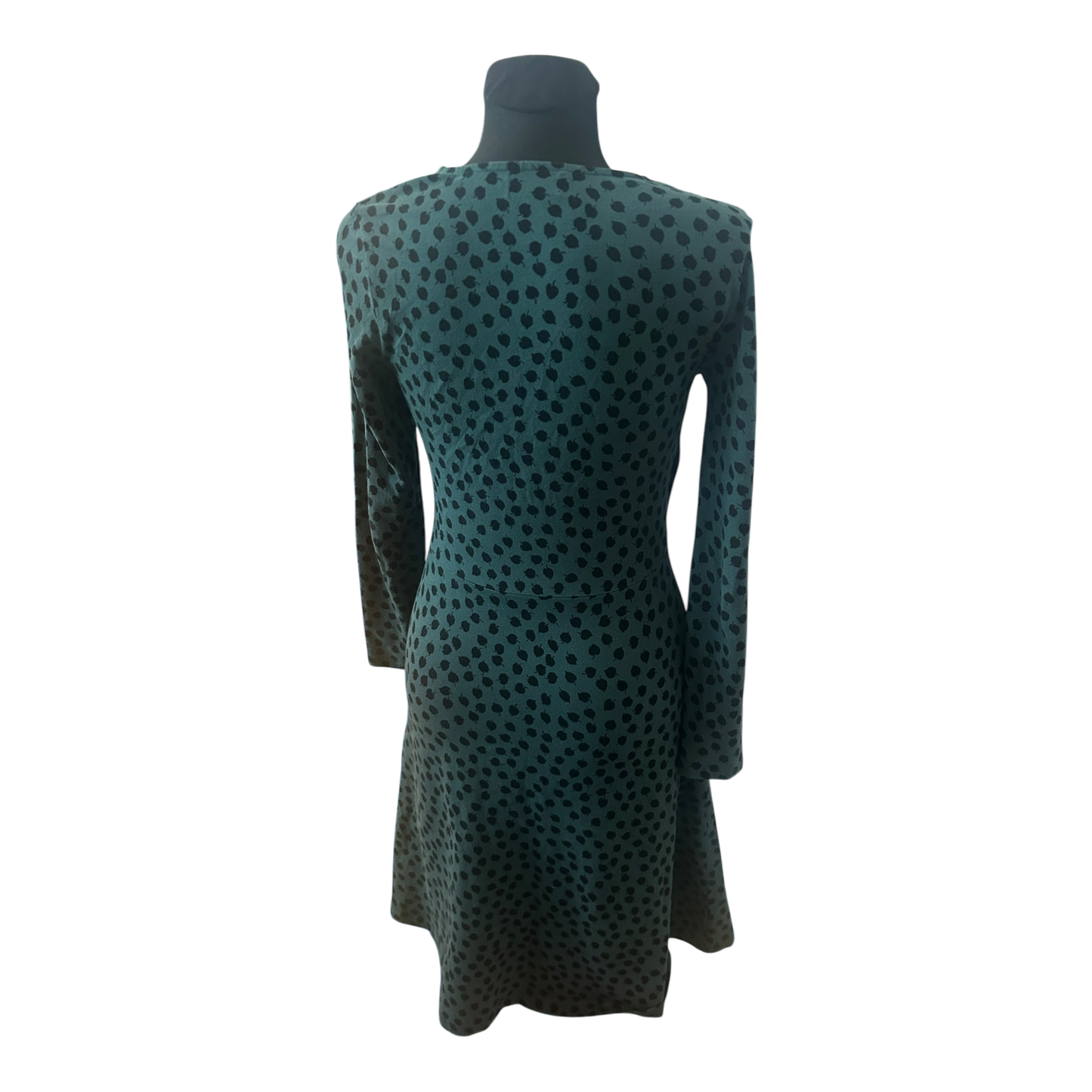 Zilch Amsterdam Kleid Damen Gr S Grün Punkte Wickeloptik Langarm Stretch