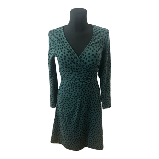 Zilch Amsterdam Kleid Damen Gr S Grün Punkte Wickeloptik Langarm Stretch