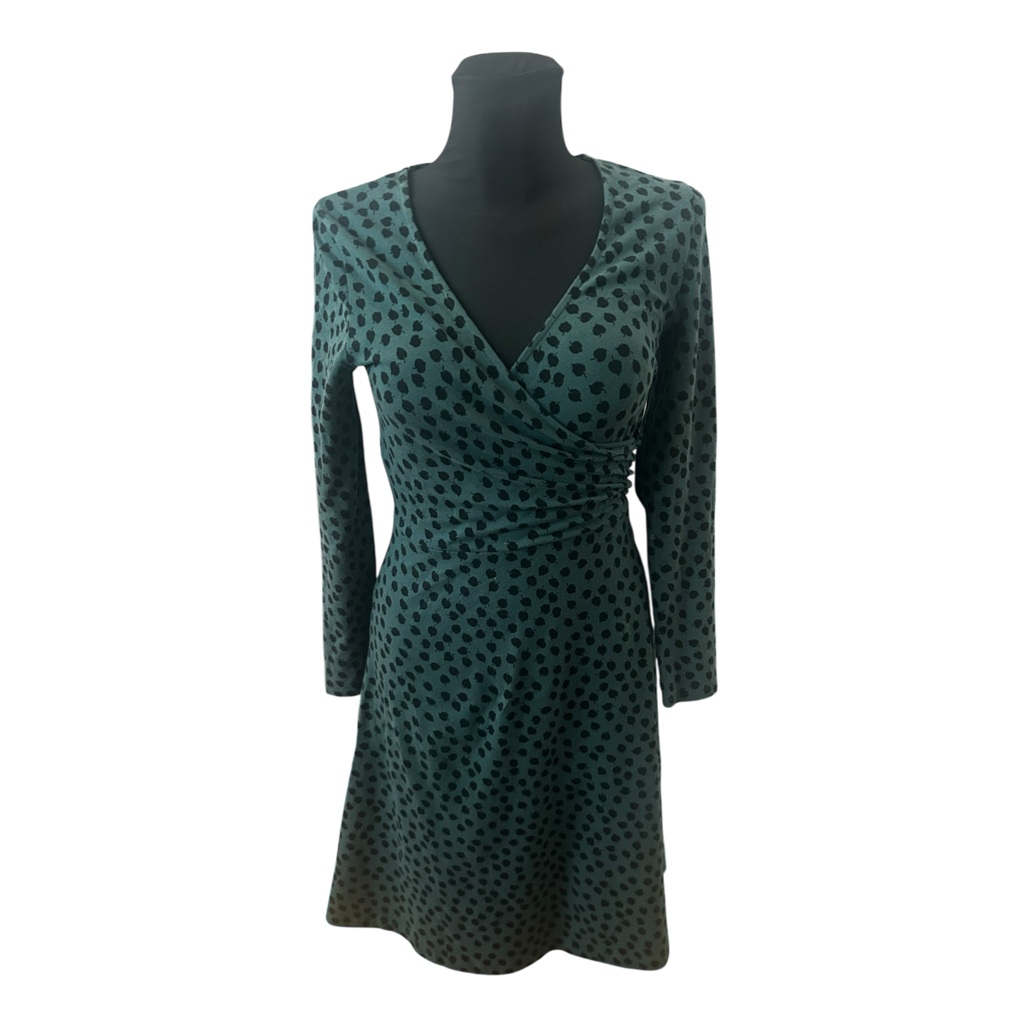 Zilch Amsterdam Kleid Damen Gr S Grün Punkte Wickeloptik Langarm Stretch