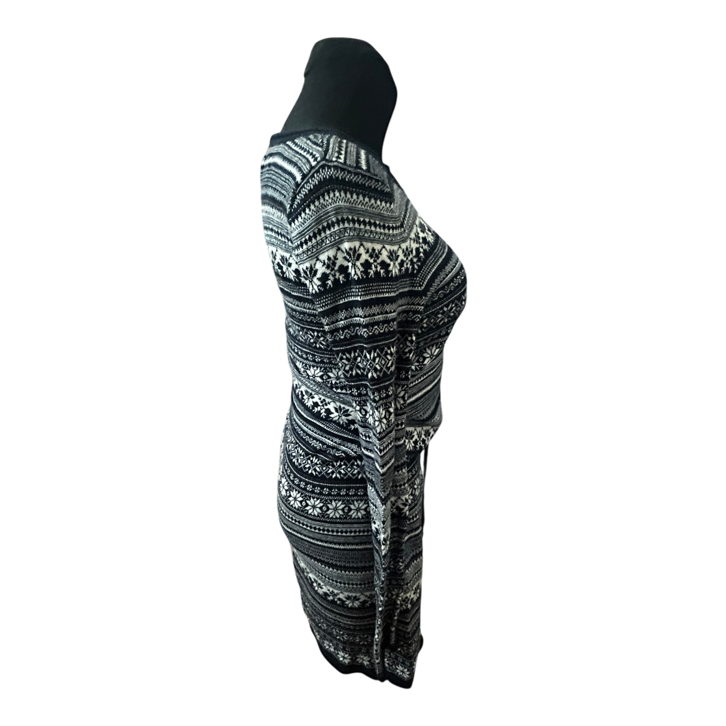 H&M Damen Kleid Norwegermuster Strickkleid Winter Midikleid Gr S Blau