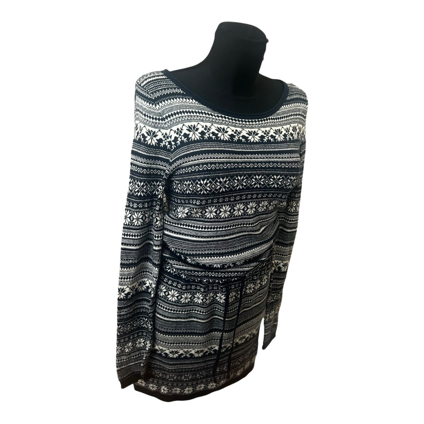 H&M Damen Kleid Norwegermuster Strickkleid Winter Midikleid Gr S Blau