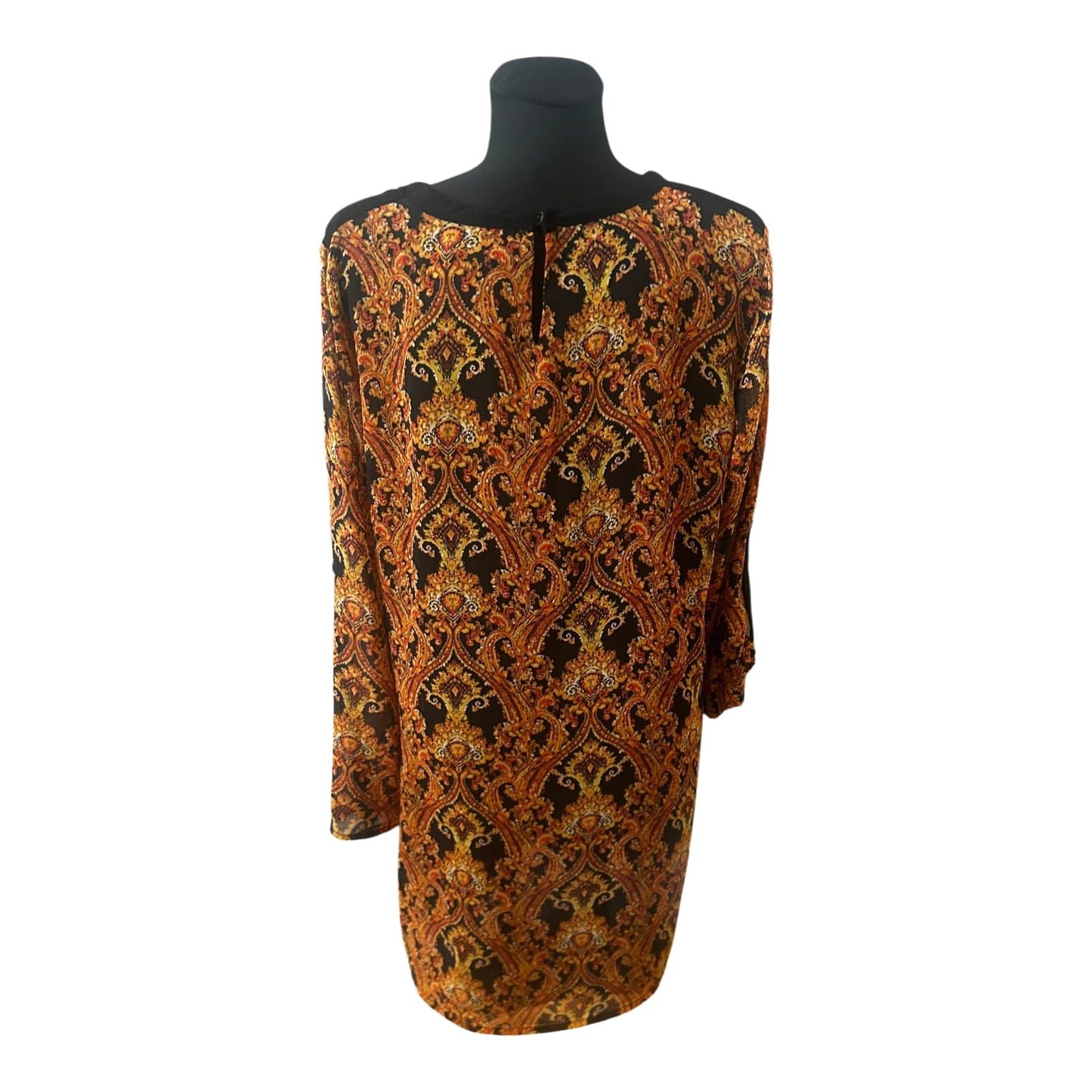 MNG Collection Kleid Damen Gr XL Paisley Muster Braun Schwarz Elegant
