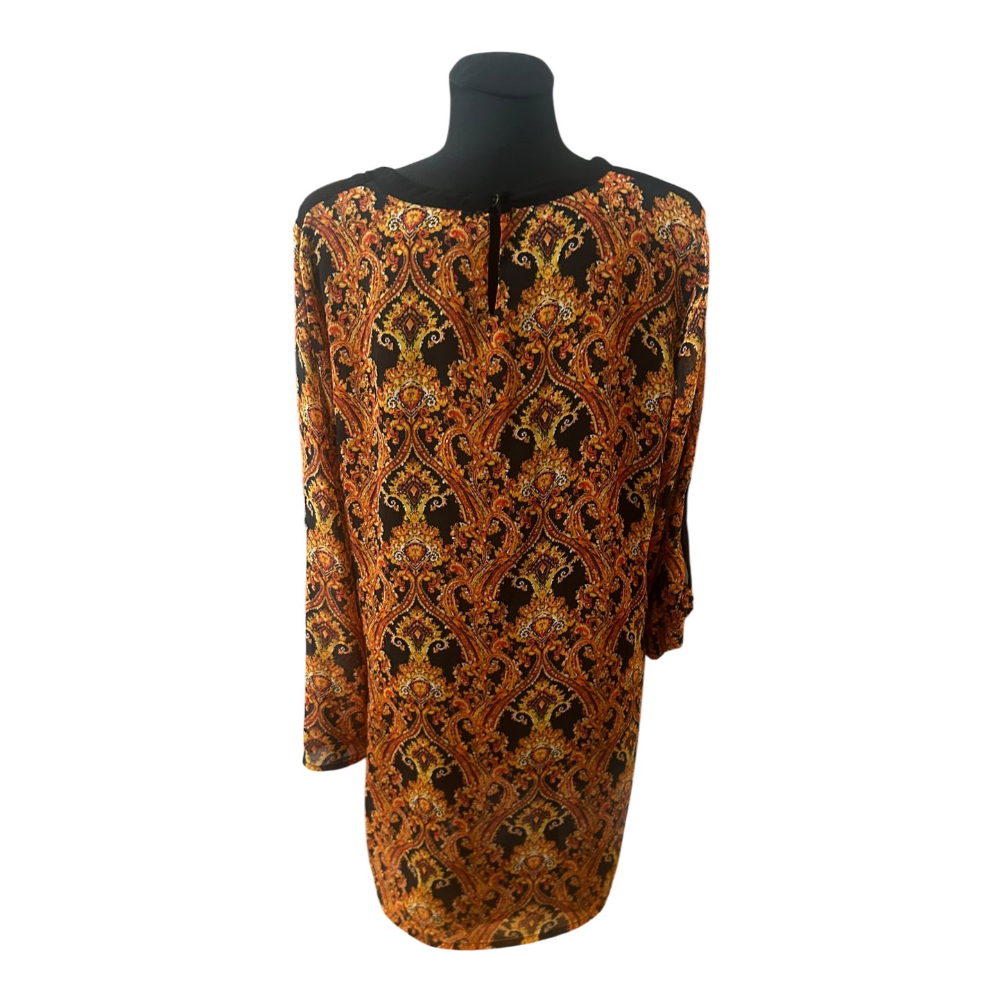 MNG Collection Kleid Damen Gr XL Paisley Muster Braun Schwarz Elegant