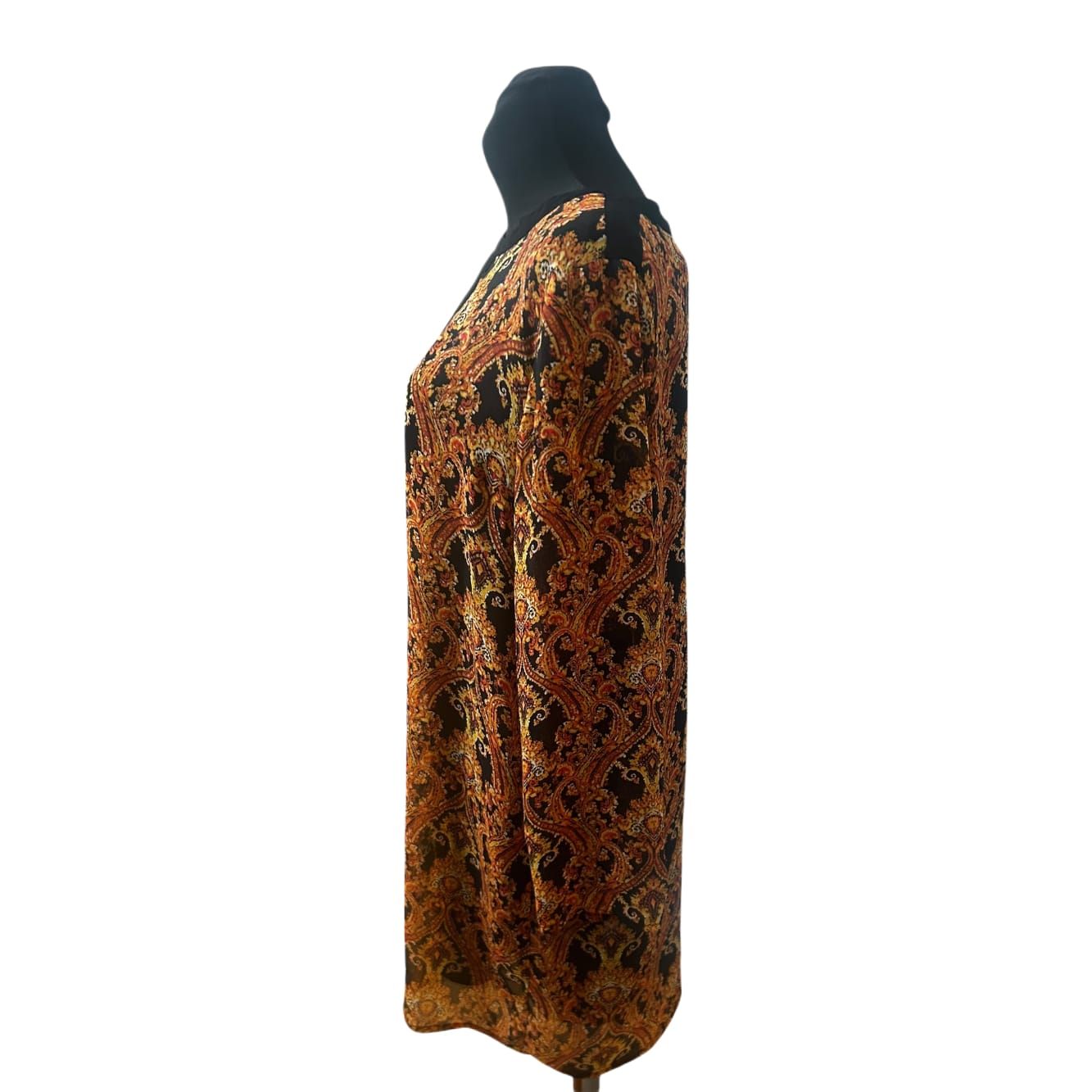 MNG Collection Kleid Damen Gr XL Paisley Muster Braun Schwarz Elegant