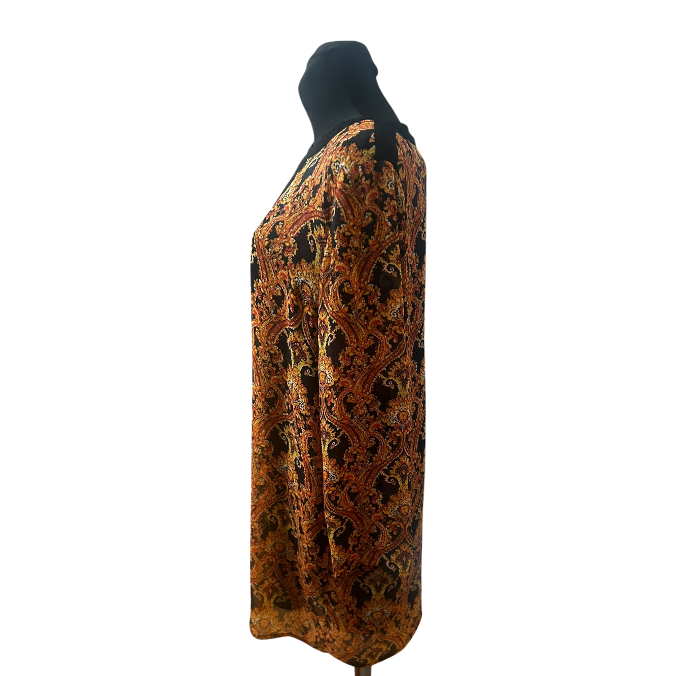 MNG Collection Kleid Damen Gr XL Paisley Muster Braun Schwarz Elegant