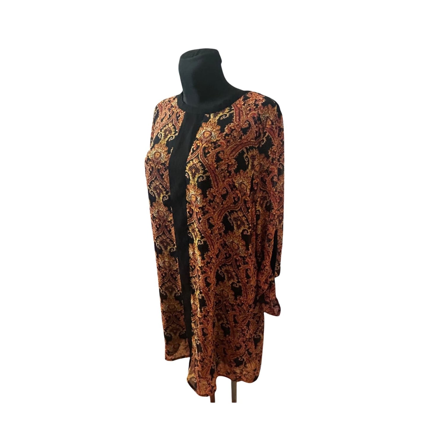 MNG Collection Kleid Damen Gr XL Paisley Muster Braun Schwarz Elegant