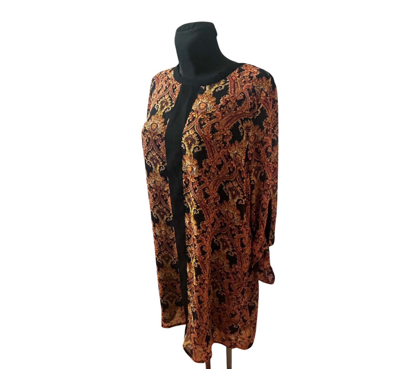 MNG Collection Kleid Damen Gr XL Paisley Muster Braun Schwarz Elegant