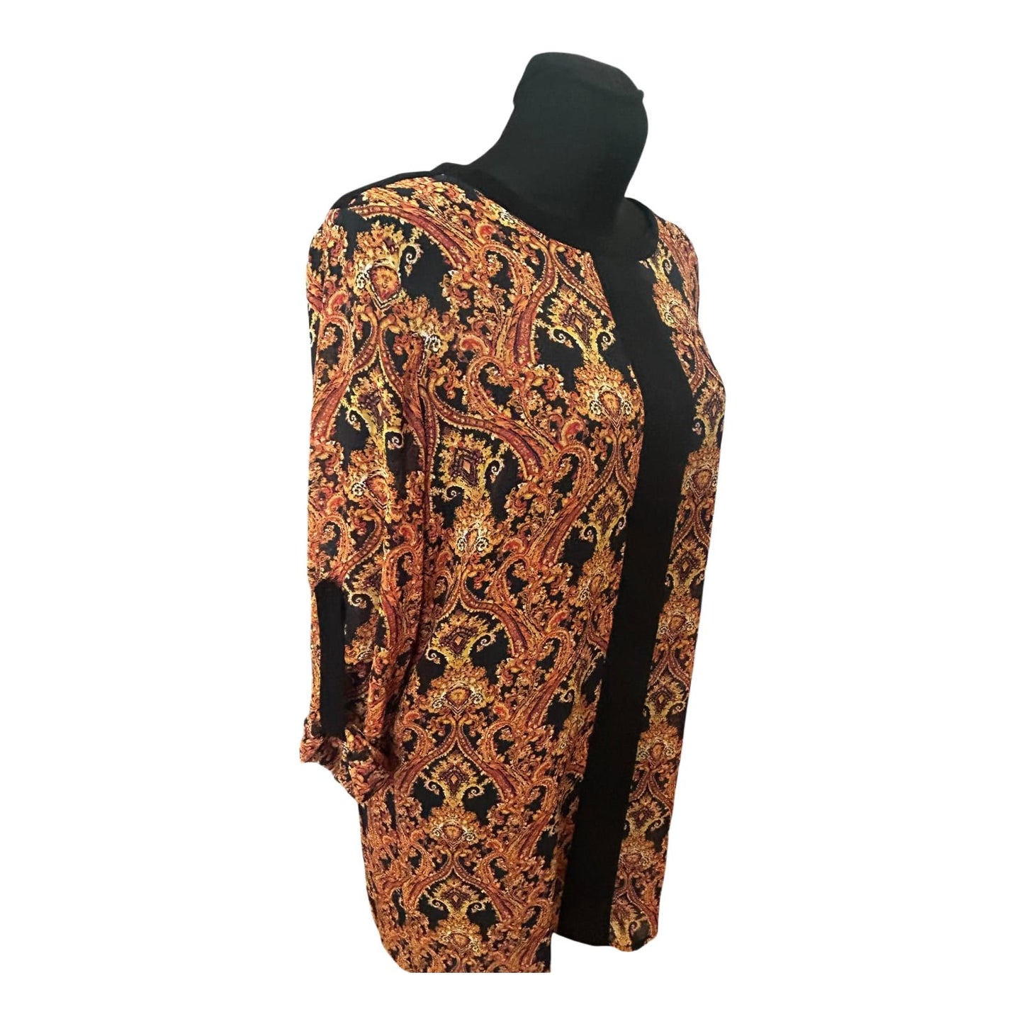 MNG Collection Kleid Damen Gr XL Paisley Muster Braun Schwarz Elegant