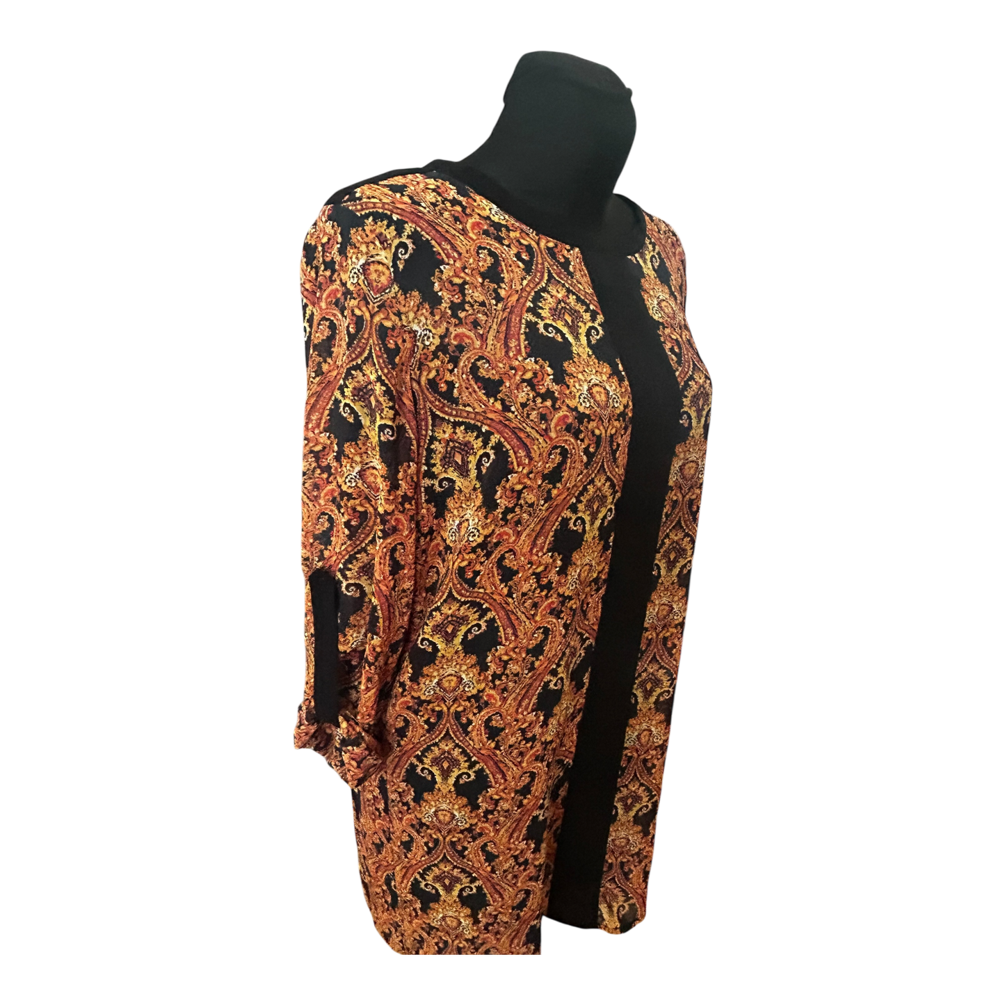 MNG Collection Kleid Damen Gr XL Paisley Muster Braun Schwarz Elegant