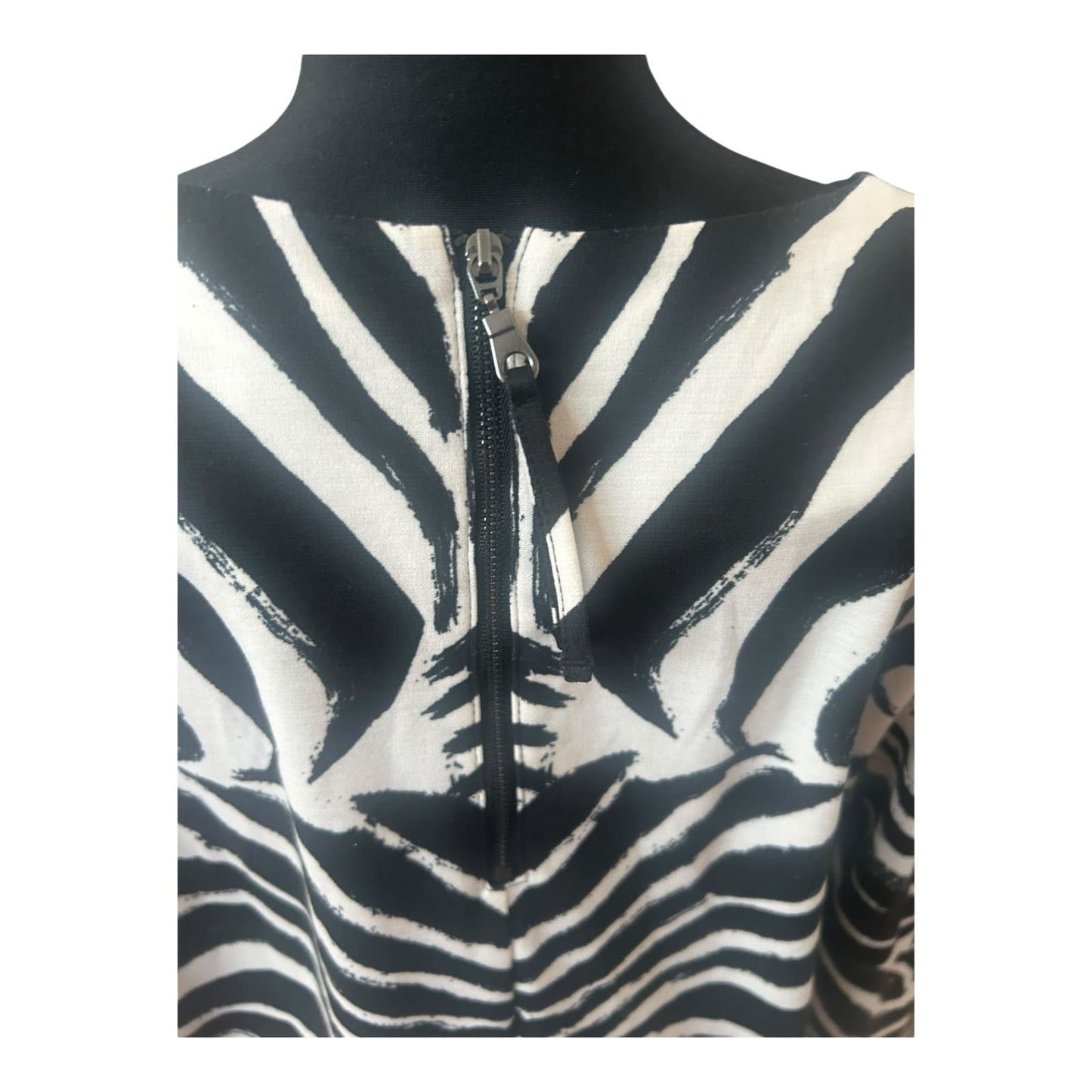 H&M Damen Kleid Zebra Muster Sommer Kleid Gr L Schwarz Weiss Elegant