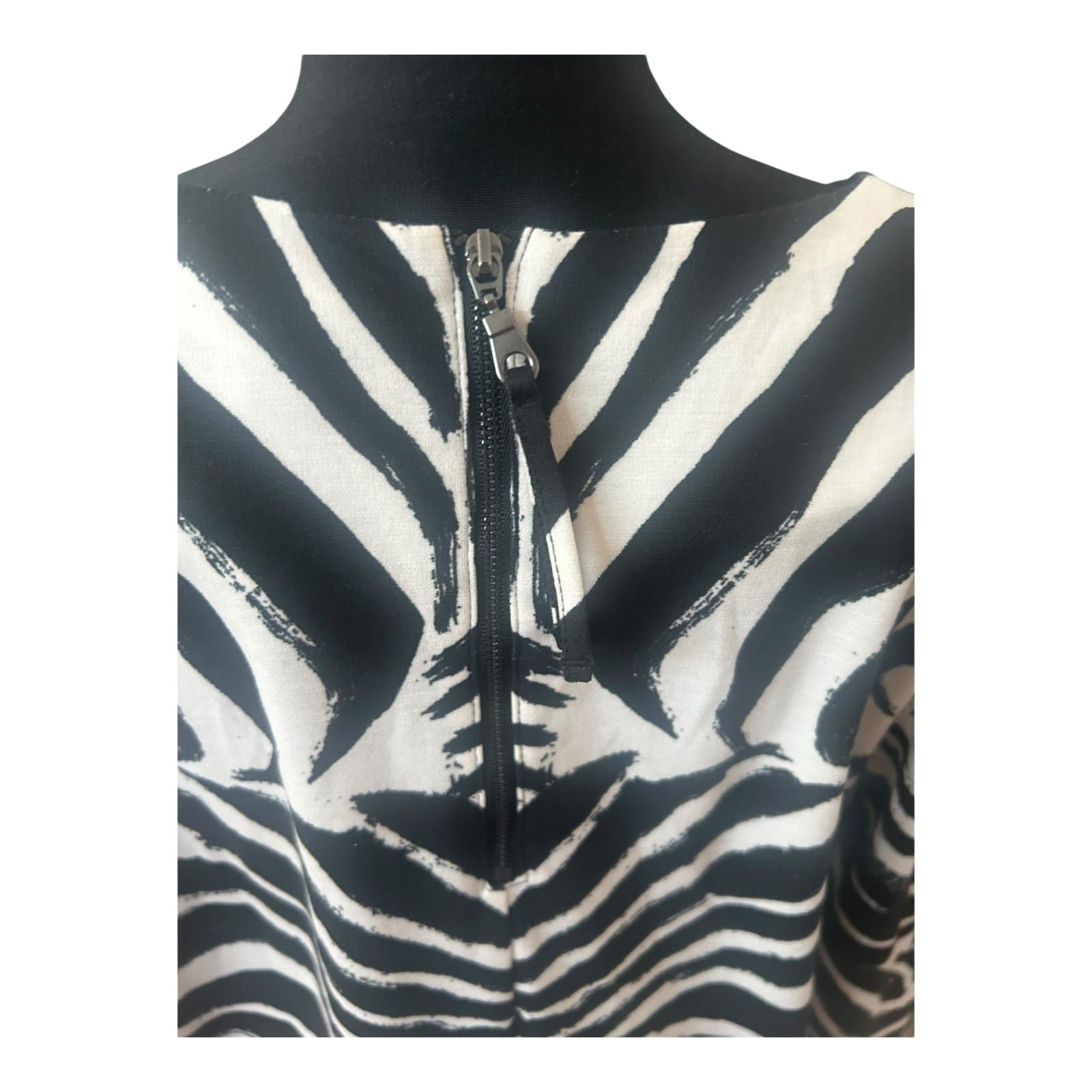 H&M Damen Kleid Zebra Muster Sommer Kleid Gr L Schwarz Weiss Elegant