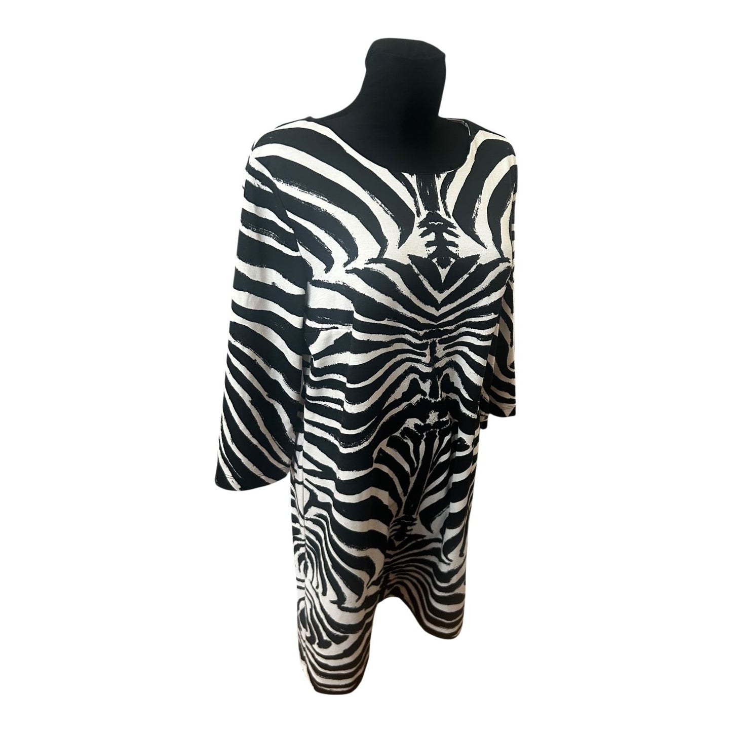 H&M Damen Kleid Zebra Muster Sommer Kleid Gr L Schwarz Weiss Elegant
