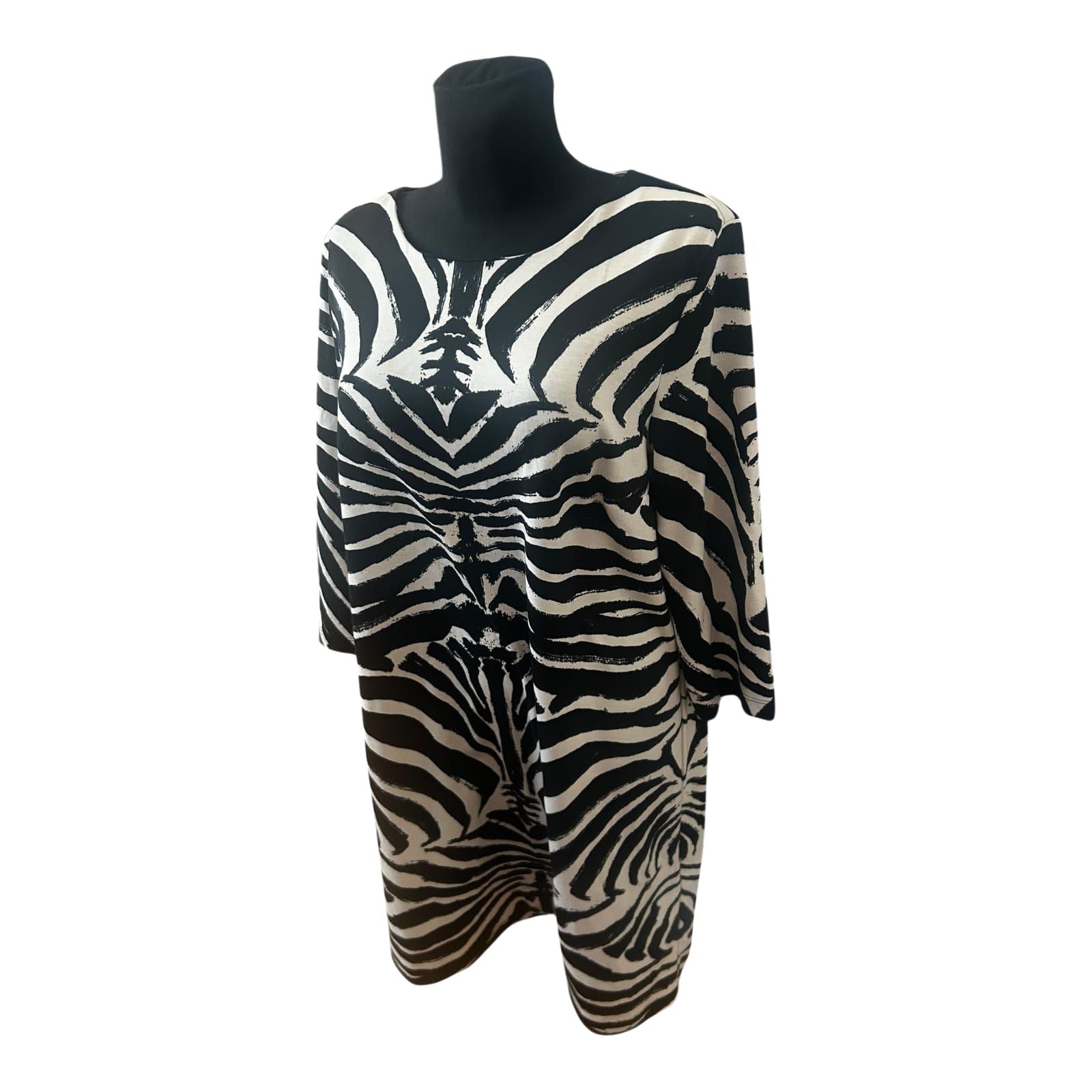 H&M Damen Kleid Zebra Muster Sommer Kleid Gr L Schwarz Weiss Elegant