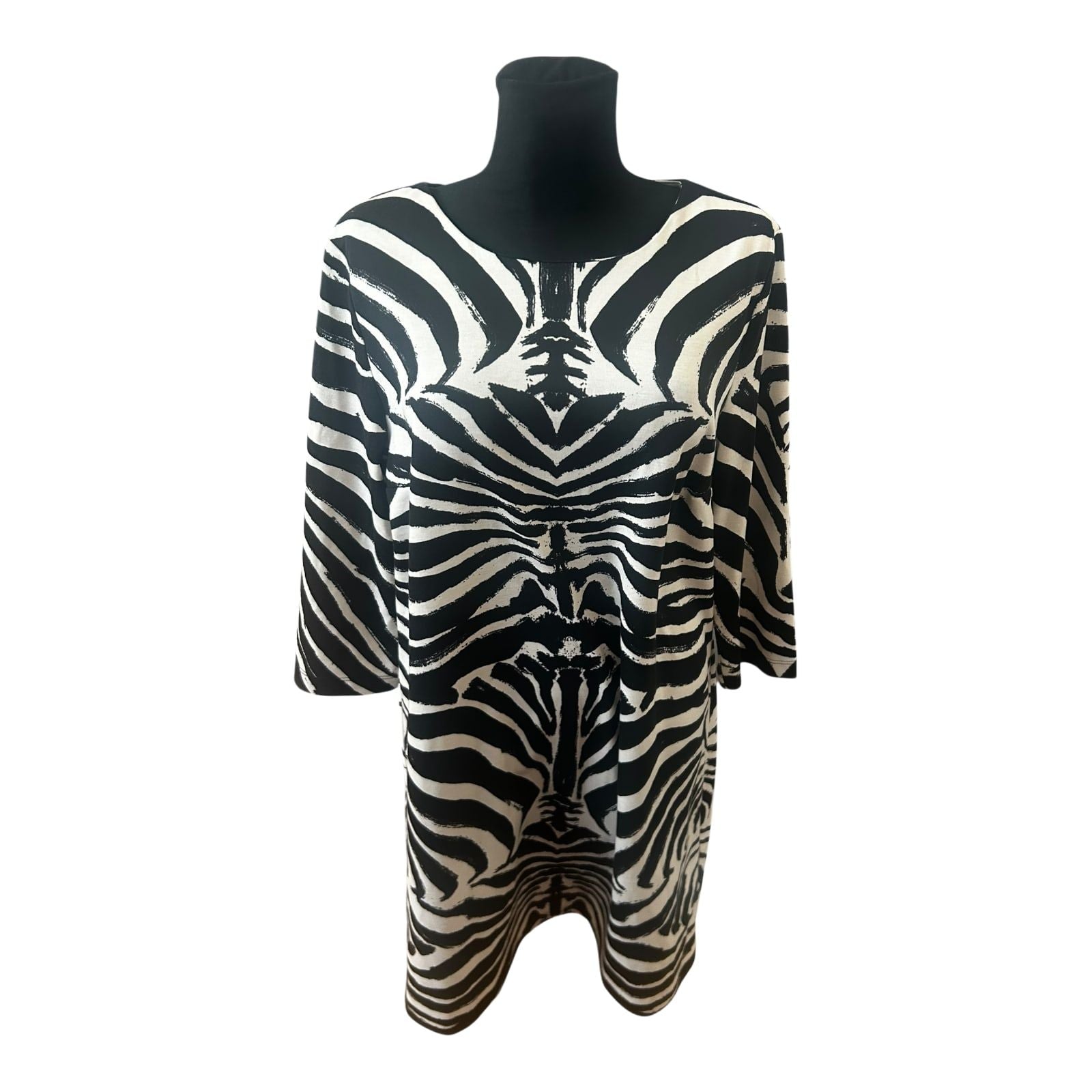 H&M Damen Kleid Zebra Muster Sommer Kleid Gr L Schwarz Weiss Elegant