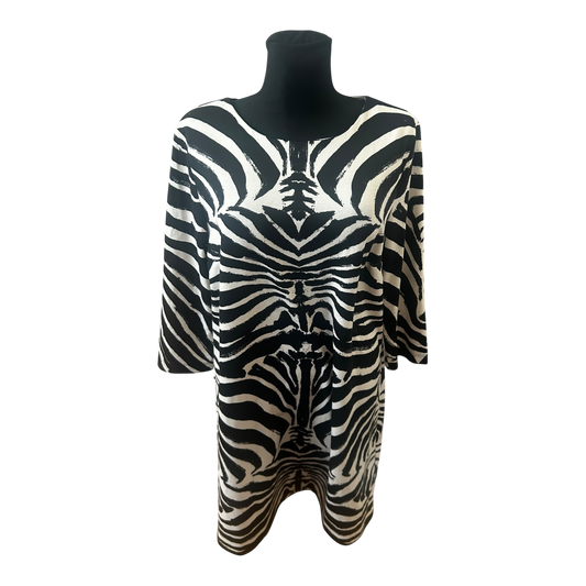 H&M Damen Kleid Zebra Muster Sommer Kleid Gr L Schwarz Weiss Elegant