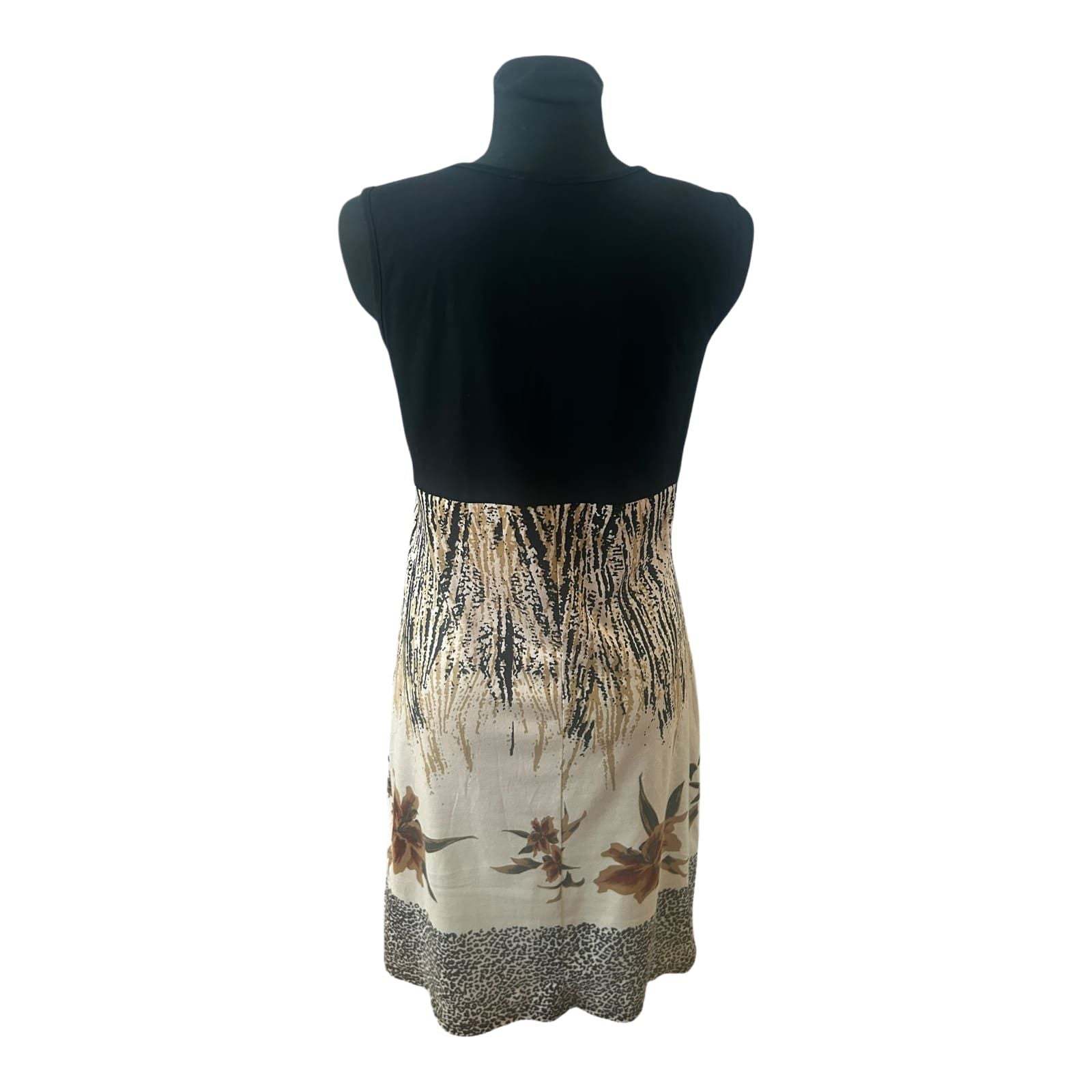 Gia Dolce Kleid Damen Gr 38 Schwarz Beige Sommerkleid V Ausschnitt Elegant