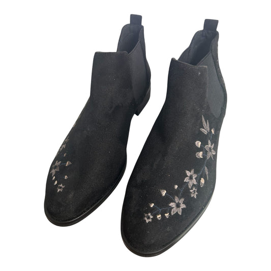 🌸 Graceland Damen Stiefeletten Gr. 40 Schwarz – Blumenstickerei 🌸