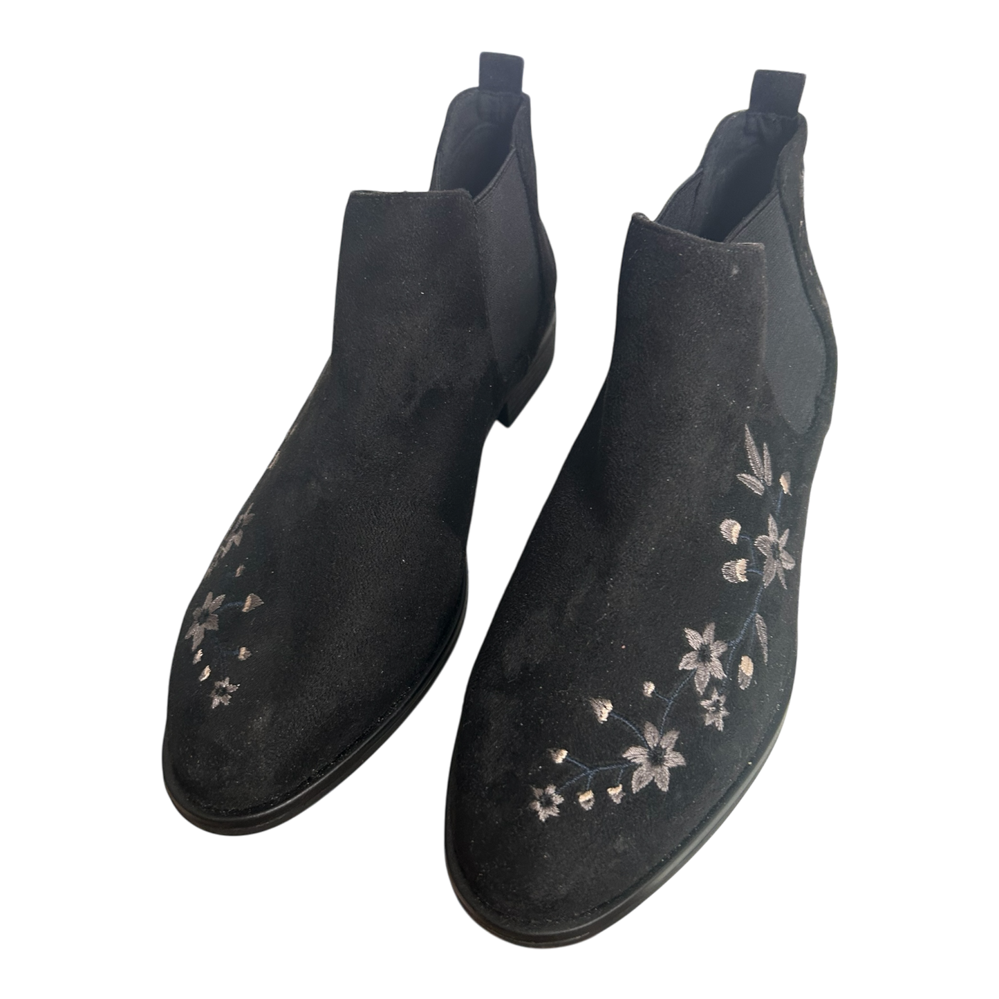 🌸 Graceland Damen Stiefeletten Gr. 40 Schwarz – Blumenstickerei 🌸