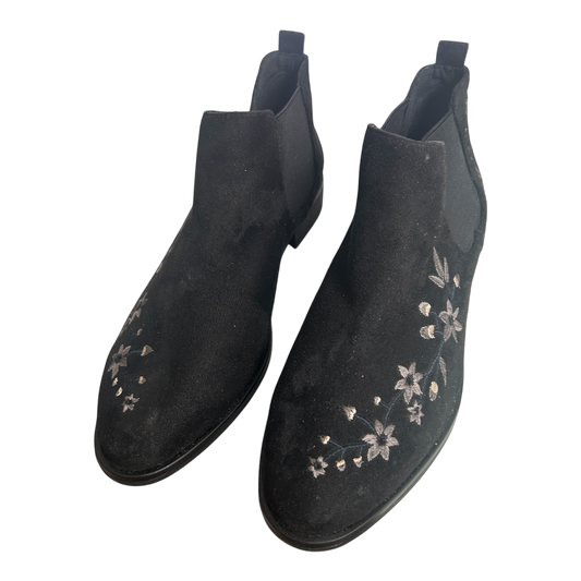🌸 Graceland Damen Stiefeletten Gr. 40 Schwarz – Blumenstickerei 🌸