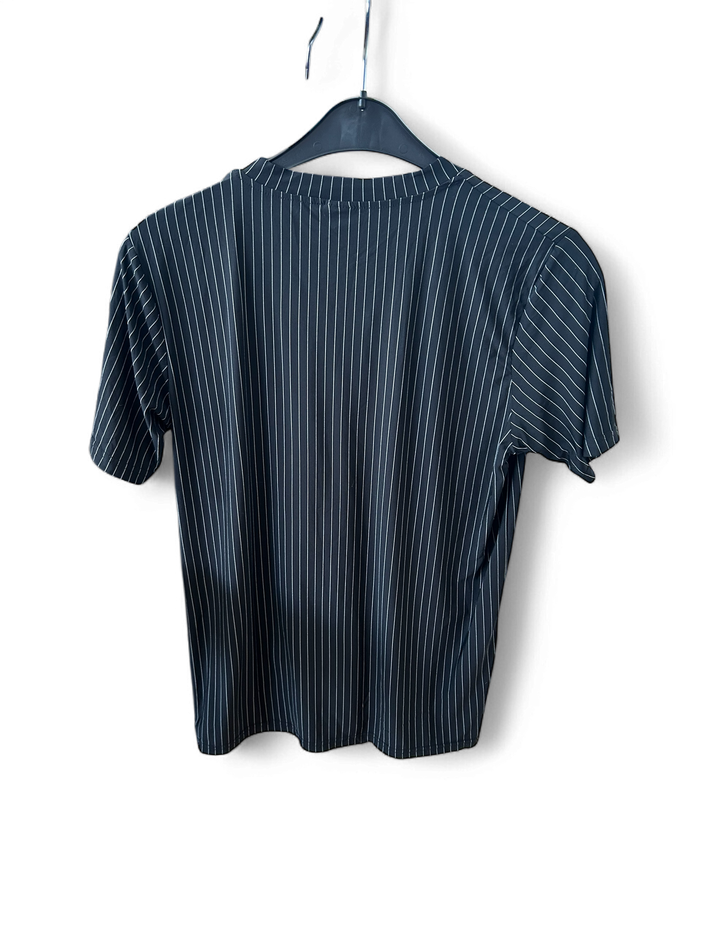 🖤 Enrico Mori T-Shirt Herren XL – Schwarz mit Nadelstreifen 🖤