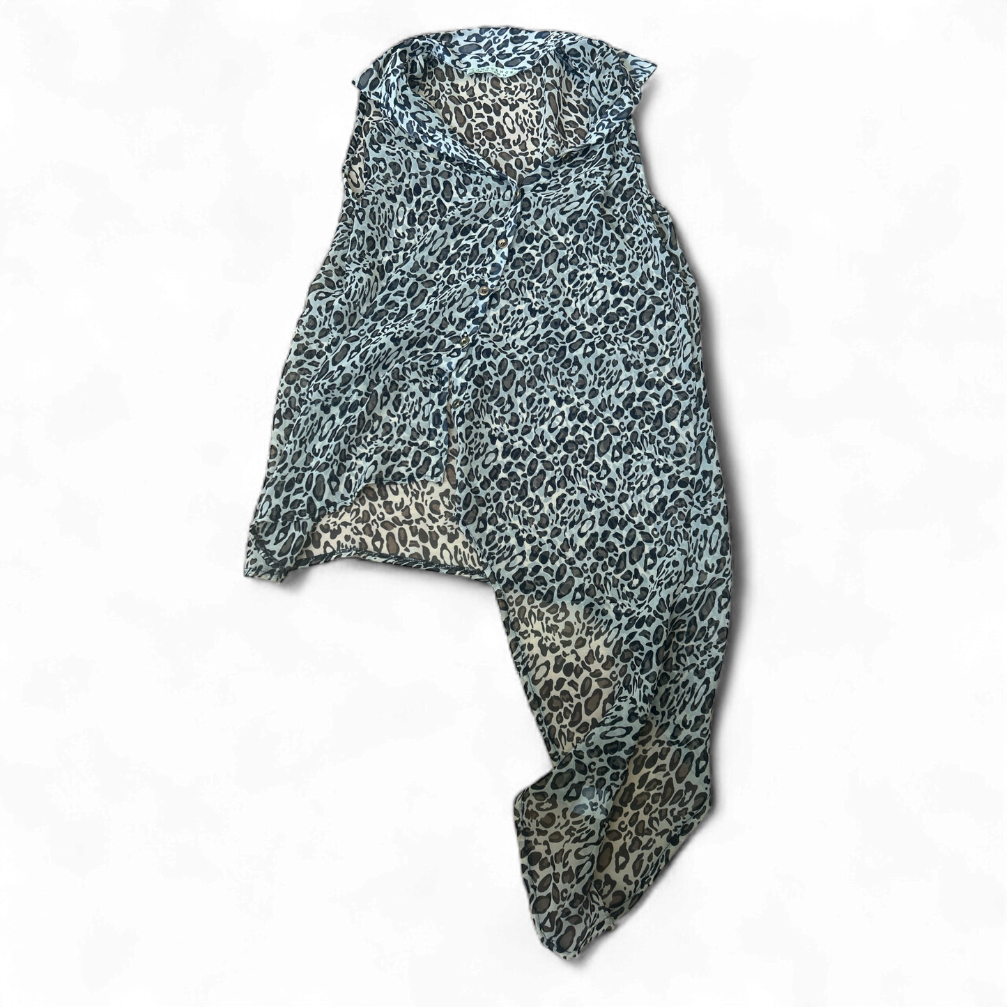 Innocence Damen Bluse 38 Leoprint Asymmetrisch Transparent Ärmellos Sommer