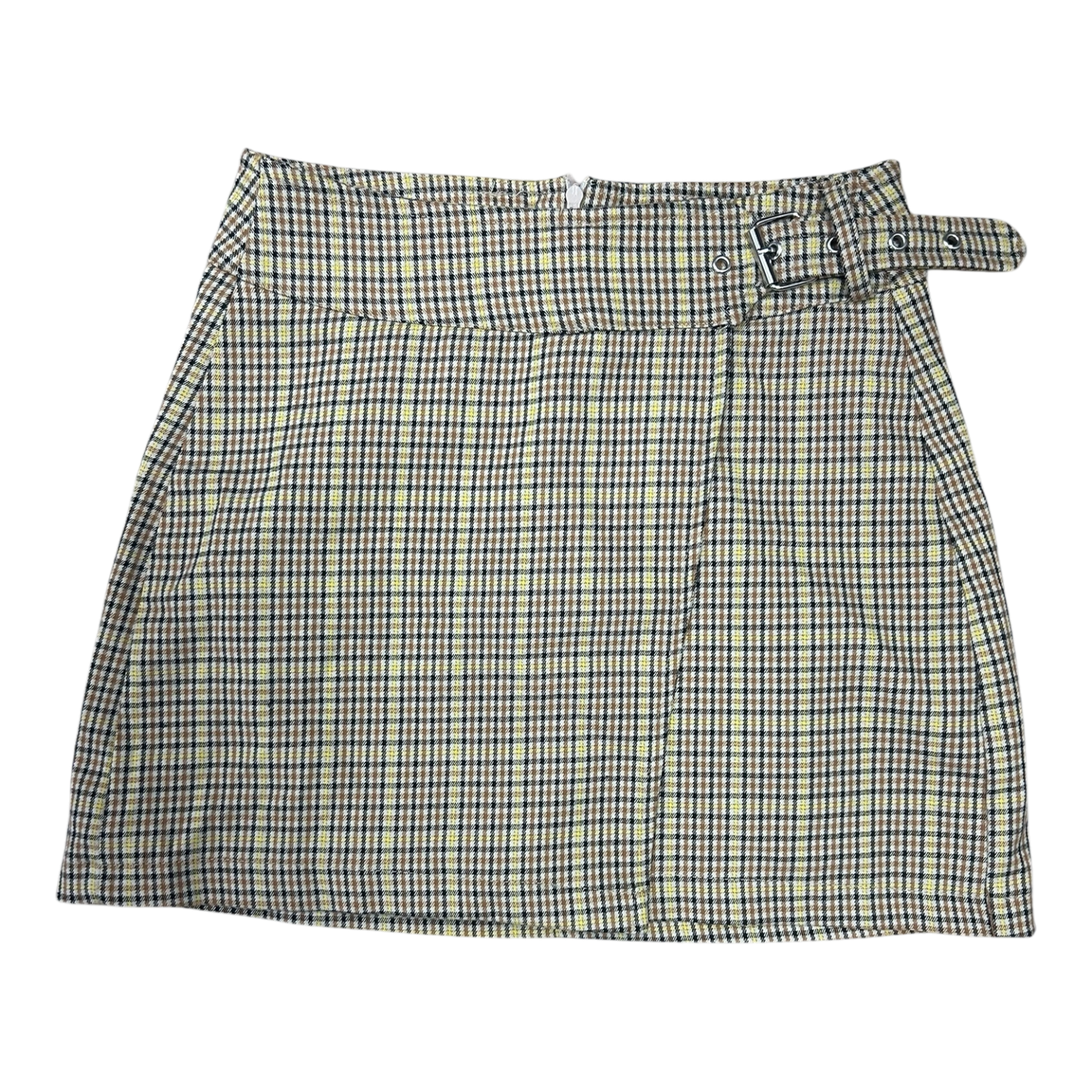 Bershka Minirock Damen XS Kariert Grau Rock mit Gürtel Klassisch Trend