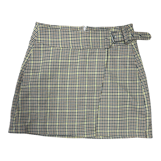 Bershka Minirock Damen XS Kariert Grau Rock mit Gürtel Klassisch Trend