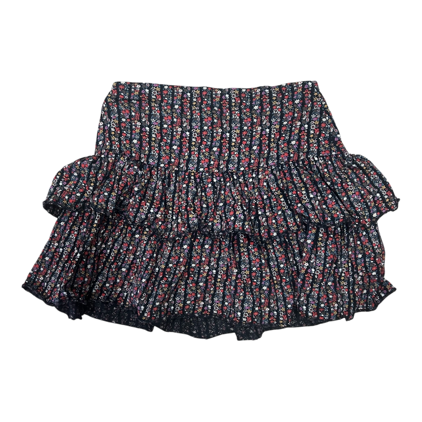 Lindex Rock Damen S Baumwolle Blumenmuster Volants Sommerrock Bunt