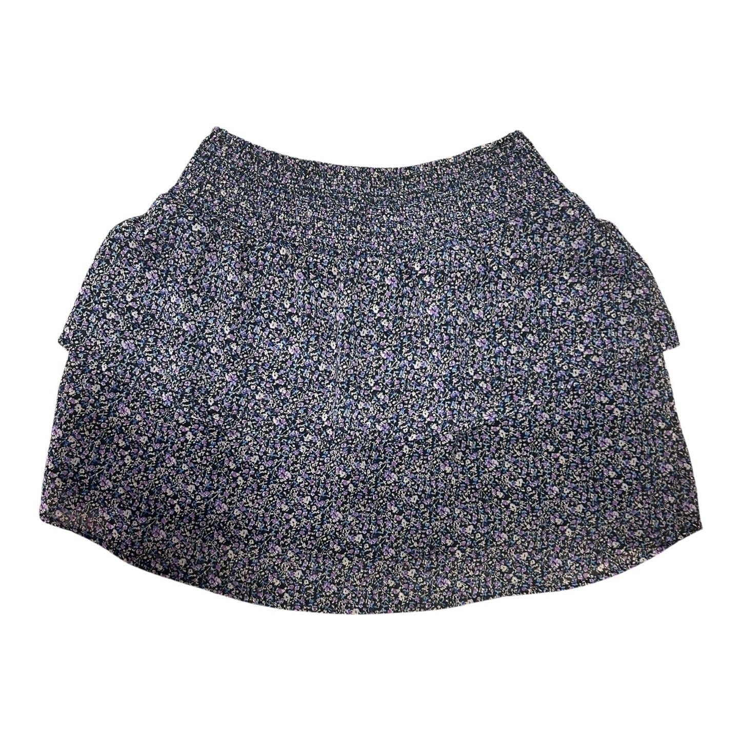 Pigalle Minirock Damen S Dunkelblau Lila Blumenmuster Baumwolle Volants
