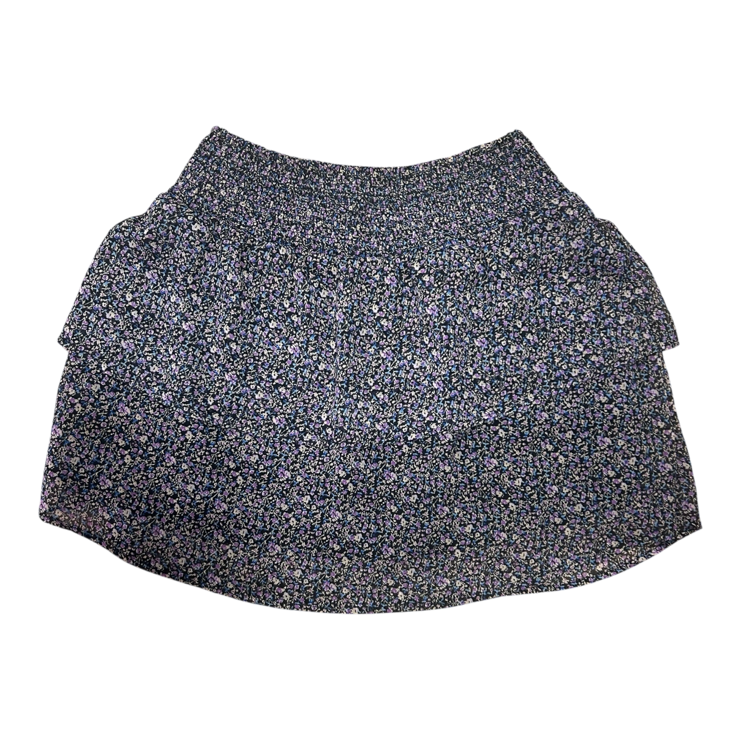 Pigalle Minirock Damen S Dunkelblau Lila Blumenmuster Baumwolle Volants