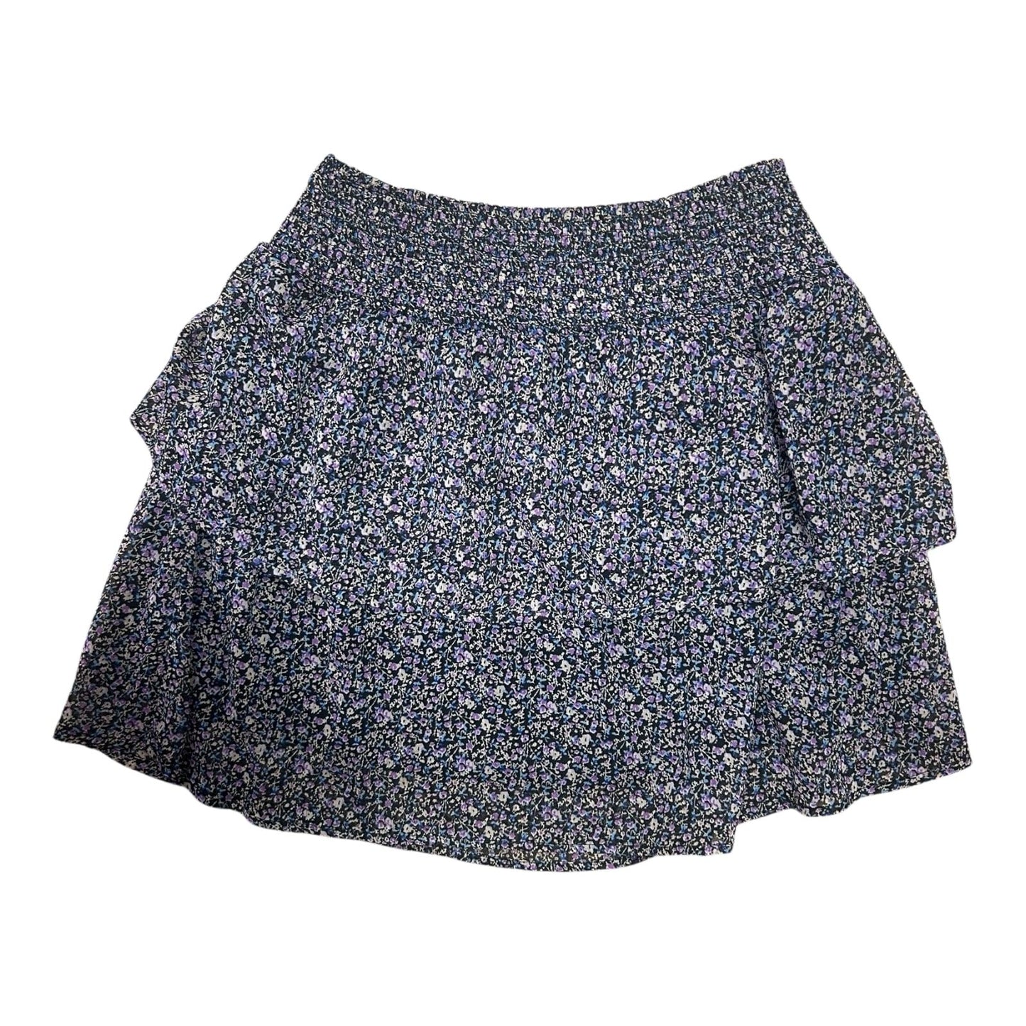 Pigalle Minirock Damen S Dunkelblau Lila Blumenmuster Baumwolle Volants